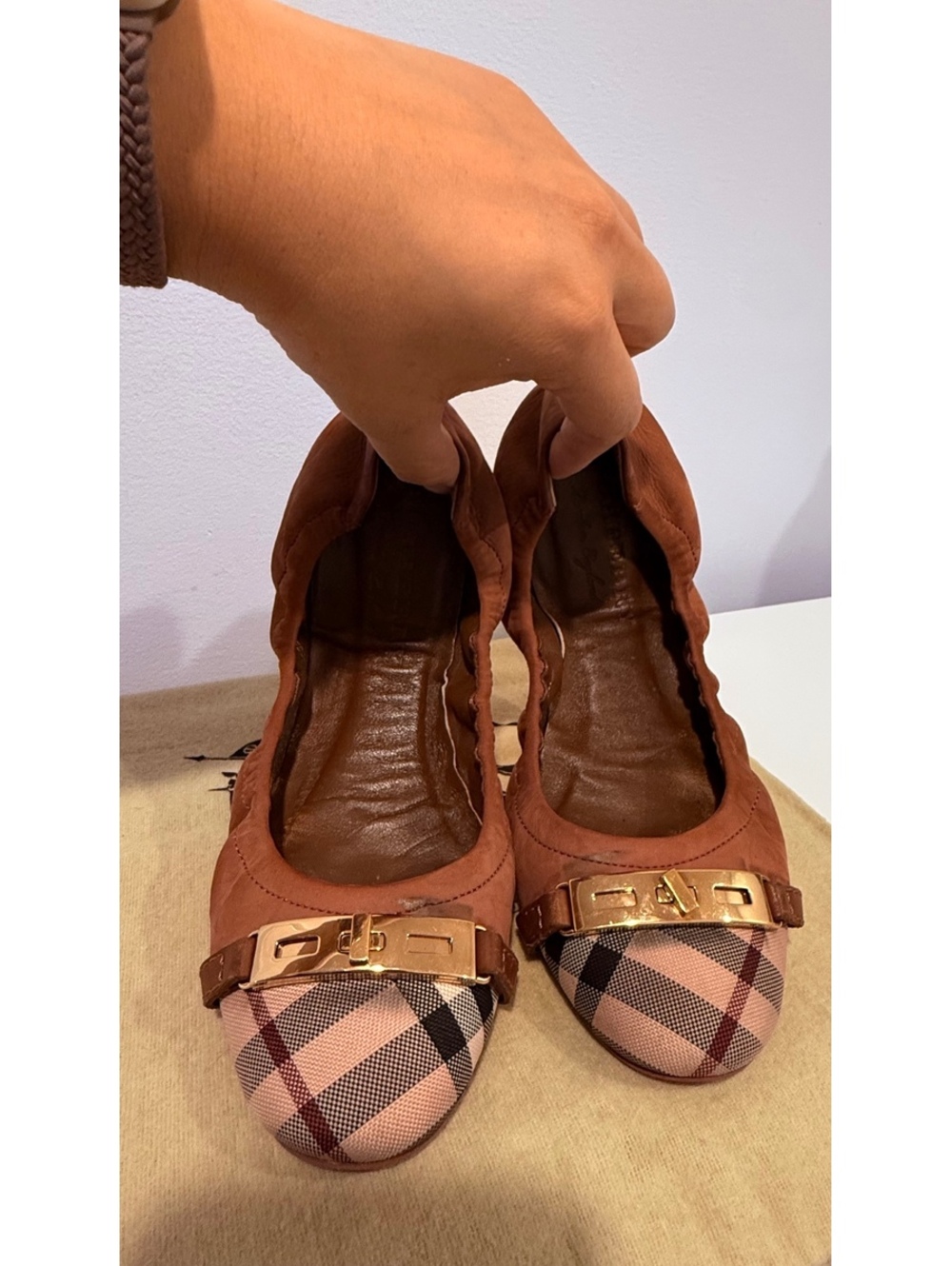 Burberry Mauve Nova Cap Toe Ballet Flats